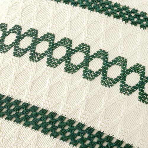 MIULEE Set of 2 Dark Green Boho Christmas Decorative Pillow Covers 18x18 Inch - Image 4