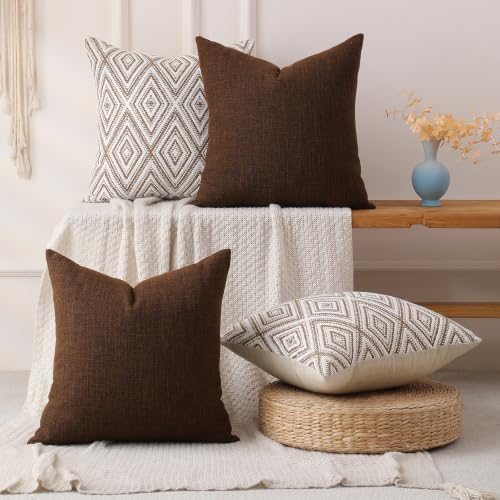 HPUK Throw Pillow Covers 18x18, Chocolate Couch Pillow Covers - Image 5