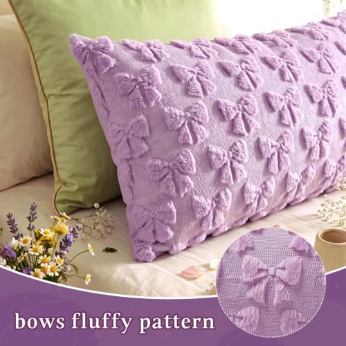 SmoothNovelty Purple Bow Body Pillow Cover 20 x 54 Inches Coquette Long Body - Image 5