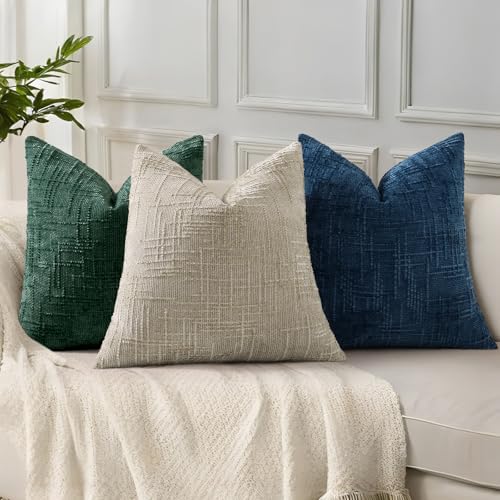 decorUhome Textured Chenille Throw Pillow Covers 24x24 Set of 2 Green - Image 4