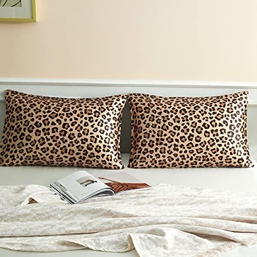 Glod Leopard Printed Pillow Case, King Cheetah Satin Pillowcase 2 Pack - Image 5