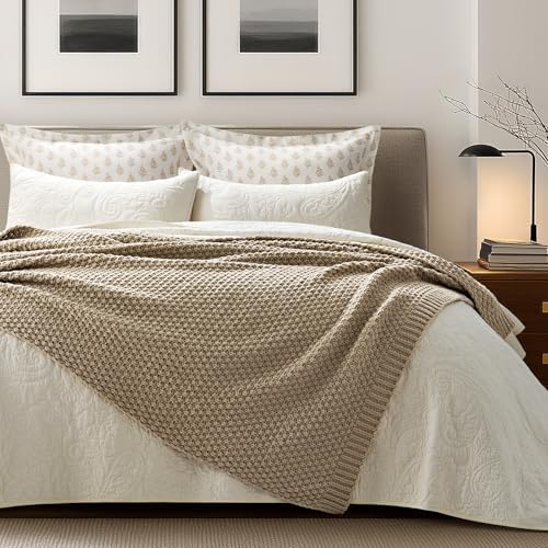 EVERGRACEHOME Chunky Chenille Knit Throw Blanket, 60 x 80, Sand Dune - Image 4