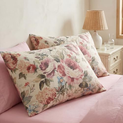Bedorm Standard Size Pillow Covers Set of 2 Cotton Pillow Case Dark Pink Rose - Image 3