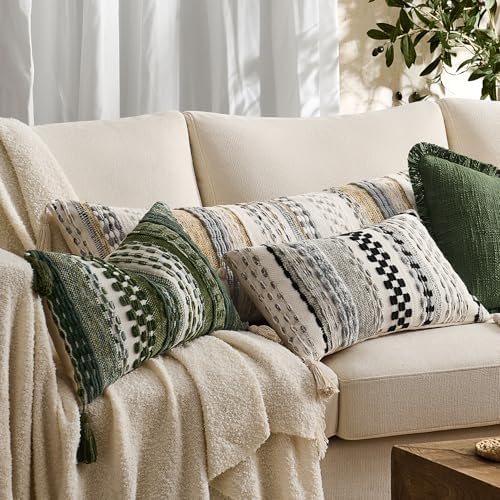 Kevin Textile Boho Tufted 12x24 Inch Lumbar Pillow Cover 1 Pack - Image 6