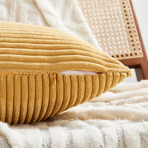 Fancy Homi 2 Packs Gold Yellow Lumbar Decorative Throw Pillow Covers 14x24 Inch - Image 4