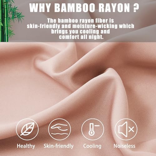 TELUS Pink Pillow Cases Queen Size 2 Pack, Bamboo Rayon Cooling Pillowcases - Image 4