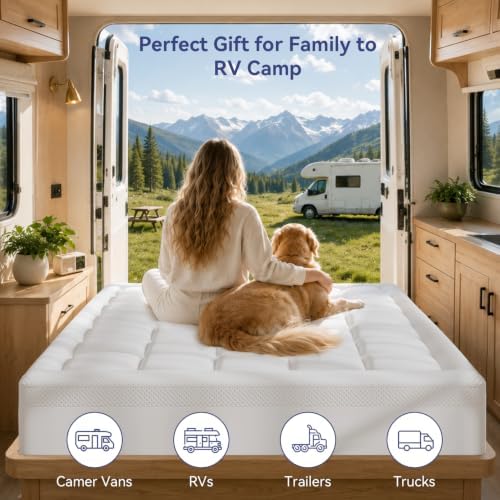 ELEMUSE RV Short Queen 3 Inch Dual Layer Memory Foam Mattress Topper - Image 2