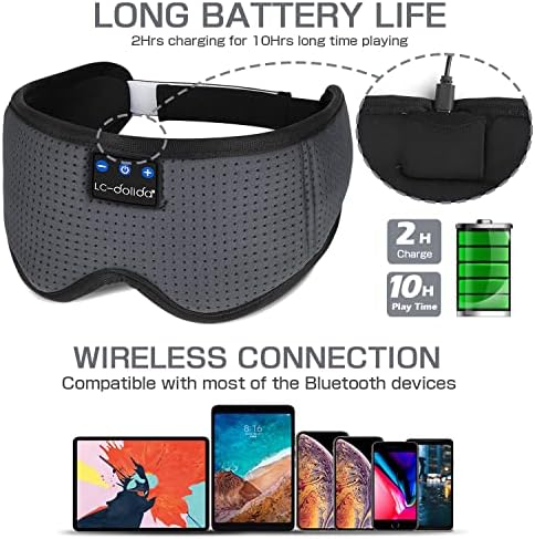 LC-dolida Sleep Headphones, Sleep Mask Bluetooth Wireless Music Eye Mask - Image 5