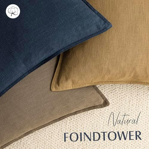 Foindtower Linen Solid Decorative Throw Pillow Covers 20x20 Honey Mustard - Image 4