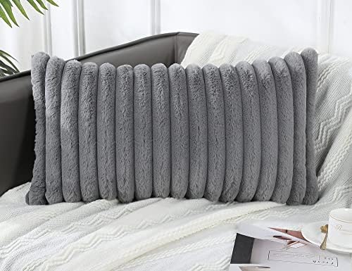 PANOD Faux Fur Decorative Lumbar Throw Pillow Covers 16 x 26, Plush Long Boho - Image 2