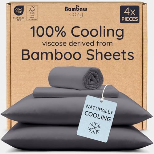 Bambaw California King Cooling Sheets Set 4pcs – 100% Viscose Derived from by Bambaw