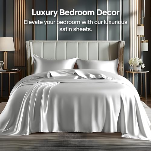 BEDELITE Satin Sheets King Size Bed Set, 4 Pieces - Image 2