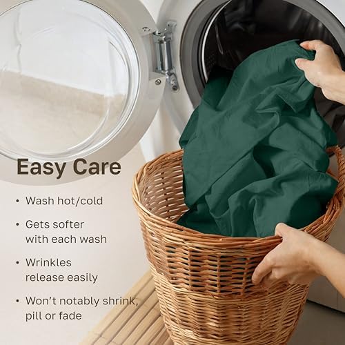 California Design Den Soft 100% Cotton Sateen Full Sheets Set, Hunter Green - Image 6