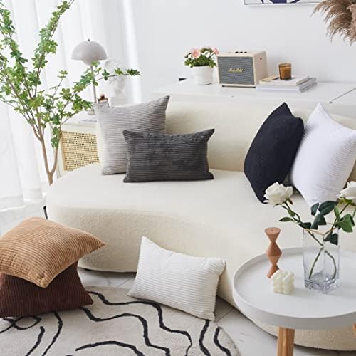 Home Brilliant Euro Pillows 26x26 Set of 2 Large Solid Striped Corduroy Euro - Image 6