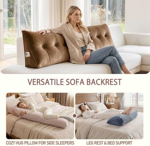 Wedge Headboard Pillow for Back Support, Removable Cover - Image 5