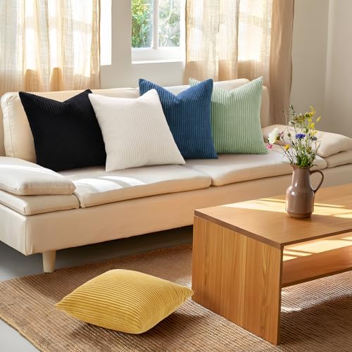 Mecatny Corduroy Decorative Throw Pillow Covers 26x26 Set of 2 Sage Green - Image 5