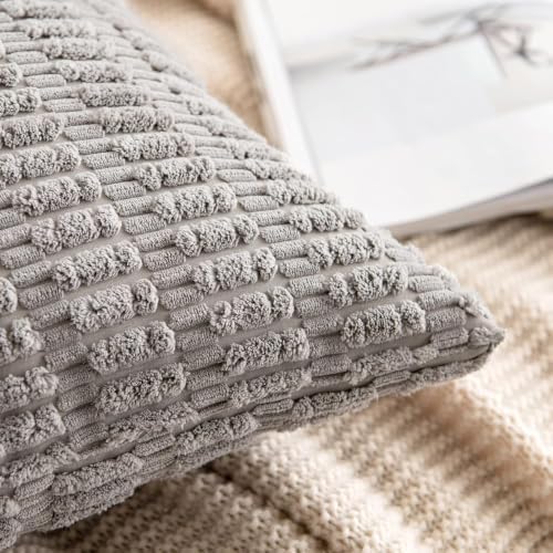 MIULEE Lumbar Corduroy Decorative Throw Pillow Covers 12x20 Light Grey - Image 5