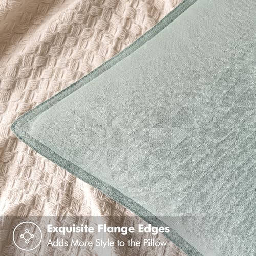 MIULEE Decorative Linen Pillow Covers 20x20 Inch Aqua Green - Image 2