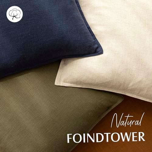 Foindtower Linen Solid Decorative Throw Pillow Covers 24x24 Natural Beige - Image 4