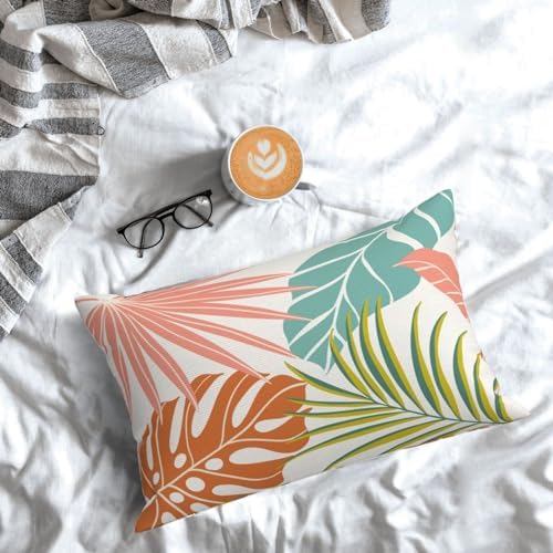 Summer Tropical Pillow Covers 12x20 Set of 2, Monstera Palm Leaf Pillowcase - Image 3