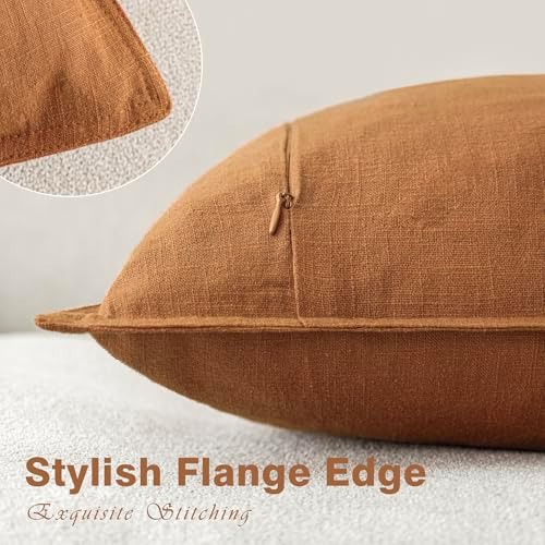 Foindtower Decorative Linen Lumbar Throw Pillow Covers 12x20 Autumn Orange - Image 3