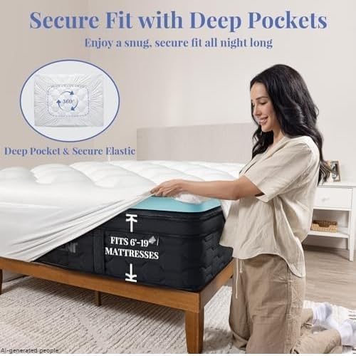 OhGeni Cooling 4 lnch Queen Size Dual Layer Mattress Topper, 2 Inch Gel Memory - Image 6