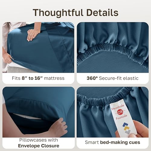 California Design Den 100% Cotton Sateen Queen Size Sheets - Image 4