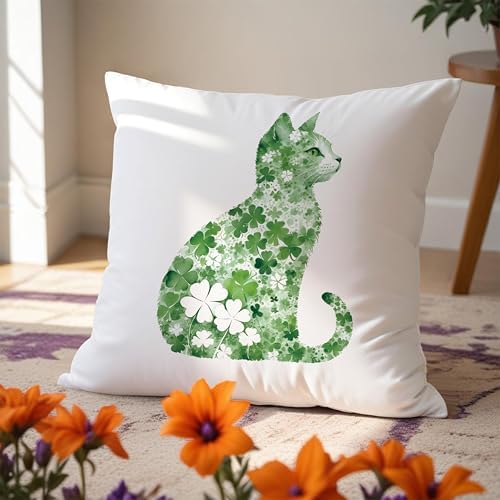 St Patrick's Day Cat Pillow Covers, Four Leaf Clover, Lucky Shamrock, St - Image 5