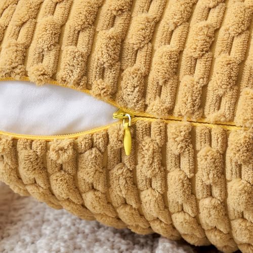 MIULEE Decorative Throw Pillow Covers 16x16 Gold Textured Corduroy - Image 3