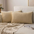 MIULEE 12x20 Inch Lumbar Velvet Throw Pillow Covers Beige by MIULEE