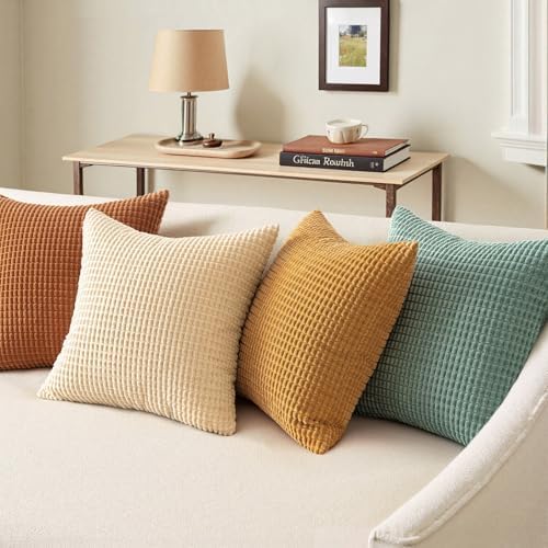 MIULEE Boho Decorative Pillow Covers 20x20 Inch Set of 4 Orange/Teal - Image 3