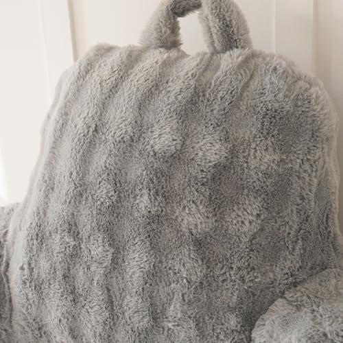 Faux Fur Reading Pillow for Sitting in Bed, Large Backrest Bed Pillow - Image 5