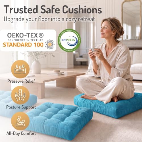 Floor Pillows Set of 2, Large Meditation Cushion - Image 2