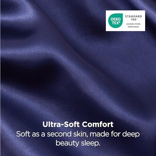 Bedsure Satin Pillowcase Standard Set of 2, Similar to Silk Pillowcase Navy - Image 5