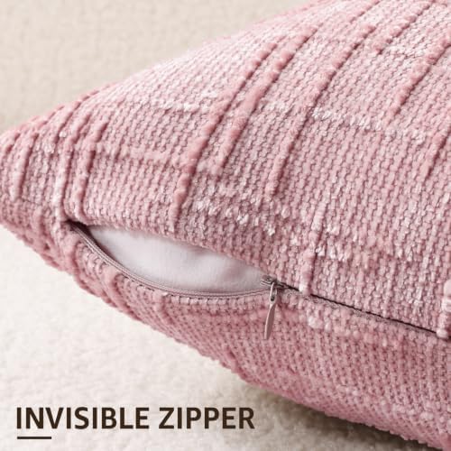 decorUhome Textured Chenille Throw Pillow Covers 22x22 Set of 2 Blush Pink - Image 5