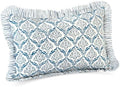 CPC Block Print Indigo Regal Ruffle Cotton Lumbar Pillow Cover 12x20 inch by COTTONPRINTCLUB
