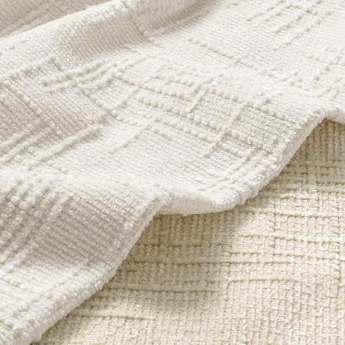 MIULEE Slubby Textured Decorative Throw Pillow Covers Cream White 18x18 - Image 2