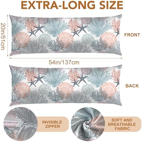 Coastal Pillow Covers Body Cooling Pillow Cases, Sea Shells and Coral Body - Image 2