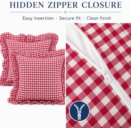2 Pack 20x20 Red Checkered Throw Pillow Covers - Image 4