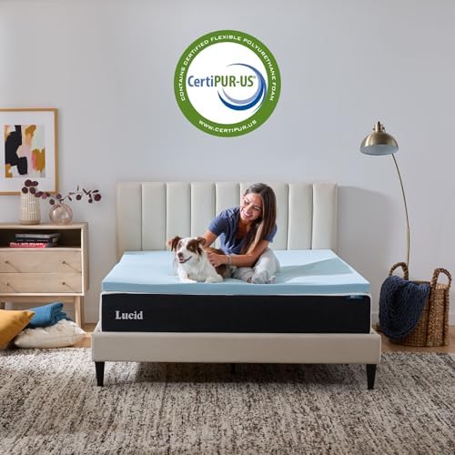Lucid 2 Inch Memory Foam Mattress Topper, King Size – Cooling Gel Bed Topper – - Image 5