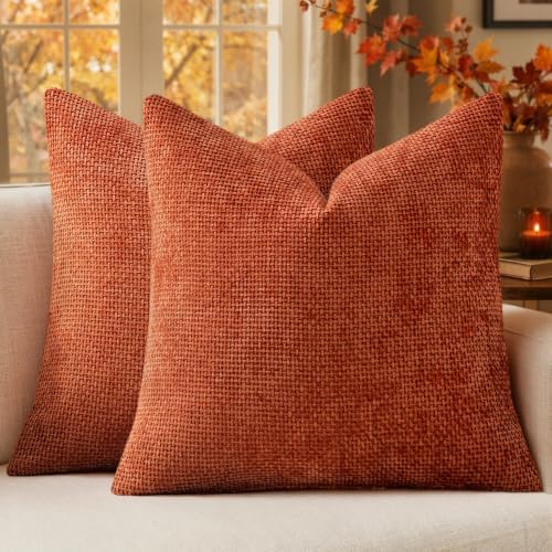 MIULEE Fall Decorative Couch Throw Pillow Covers 20x20 Burnt Orange 2 Pack by MIULEE