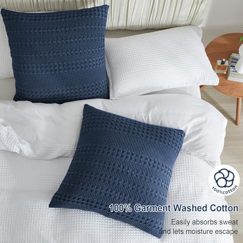 PHF Cotton Waffle Weave Euro Sham Covers 26"x26", No Insert - Image 2