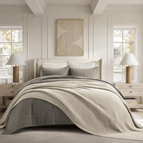EVERGRACEHOME Chunky Chenille Knit Throw Blanket, Warm Gray by EVERGRACE