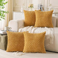Set of 4 Mustard Yellow Decorative Throw Pillow Covers 18x18 Inch Corduroy by Cozoomy