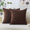 Home Brilliant Euro Pillows 26x26 Set of 2 Large Solid Striped Corduroy Euro by HomeBrilliant