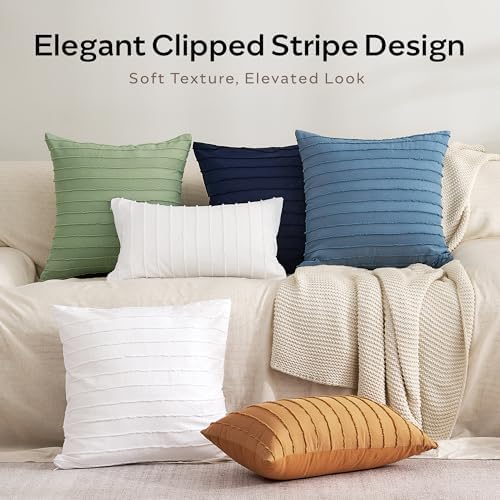 JELLYMONI Rust Striped Tufted Pillowcases 18"x 18" - Image 4