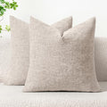 MIULEE Soft Chenille Throw Pillow Covers Light Brown 20x20 Inch Pack of 2 by MIULEE