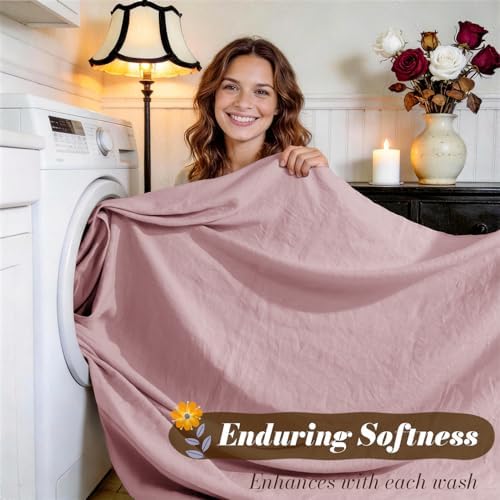 SONORO KATE 100% French Linen King Size Sheets Set, Natural Flax Bedding - Image 5