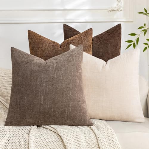 Set of 4 Soft Textured Decorative Throw Pillow Covers 20x20 Inch Cozy Farmhouse by Cozoomy