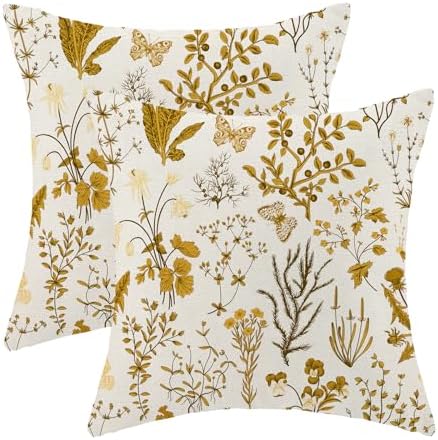 AEIOAE Summer Pillow Covers 16x16 Inch Set of 2, Mustard Yellow Wild Flower by AEIOAE